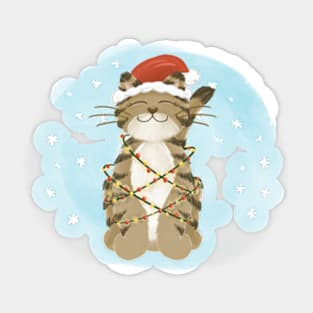 Merry Christmas cat with Santa hat Sticker